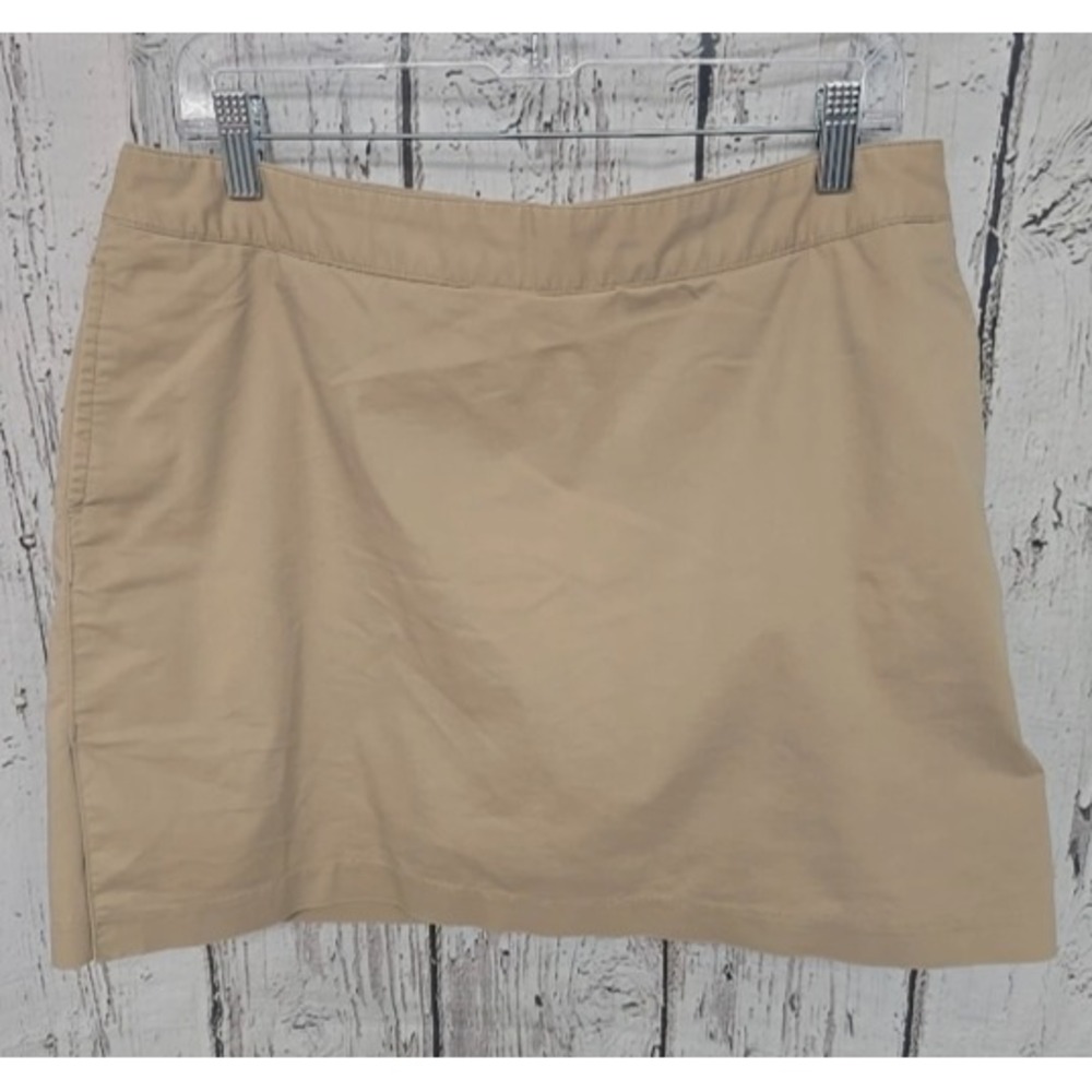 Adidas Women's Golf Skort Tan Khaki Stretch Athletic Activewear Skirt Size 12